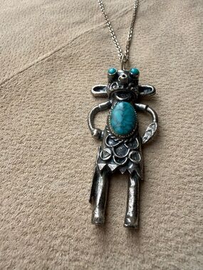 Vintage Kachina Pewter Pendant Necklace